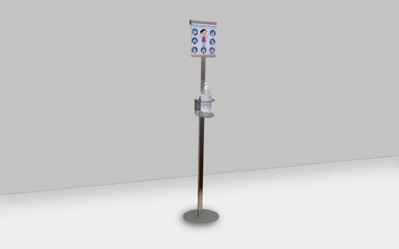 Stainless steel dispenser column for hand sanitizer